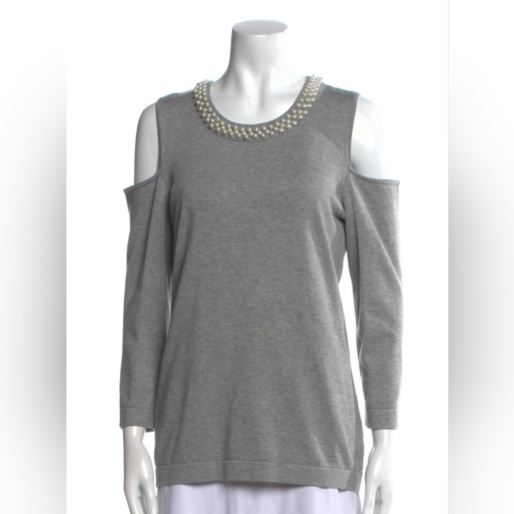 Flash Sale Karl Lagerfeld Scoop Neck Cold Shouldwer Sweater Size: M - Picture 2 of 5